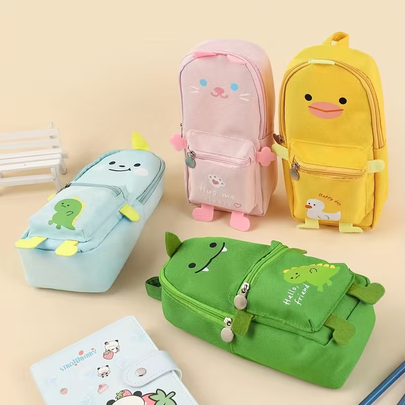 Set of 4 Large-Capacity Cute Cartoon Animal Pencil Cases